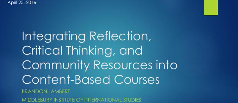 Critical thinking presentation at MIIS